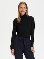 Kaffe Black Yoko Jersey Fitted Rollneck Blouse - Image 1 of 7