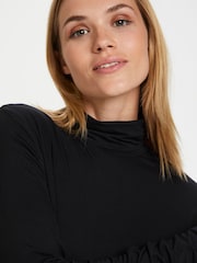 Kaffe Black Yoko Jersey Fitted Rollneck Blouse - Image 4 of 7