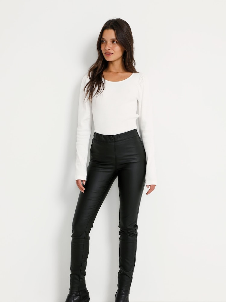 Kaffe Black Ada Faux Leather Leggings - Image 1 of 7 Kaffe Black Ada Faux Leather Leggings - Image 1 of 7
