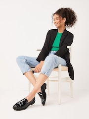 Black Extra Wide Fit Forever Comfort® Clean Patent Chunky Loafer Shoes - Image 1 of 6