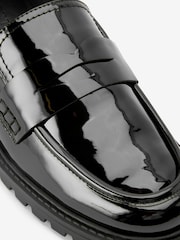Black Extra Wide Fit Forever Comfort® Clean Patent Chunky Loafer Shoes - Image 5 of 6