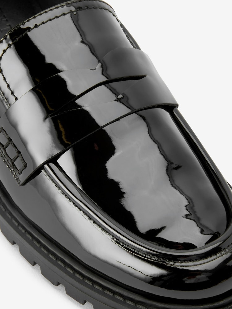 Black Extra Wide Fit Forever Comfort® Clean Patent Chunky Loafer Shoes - Image 5 of 5