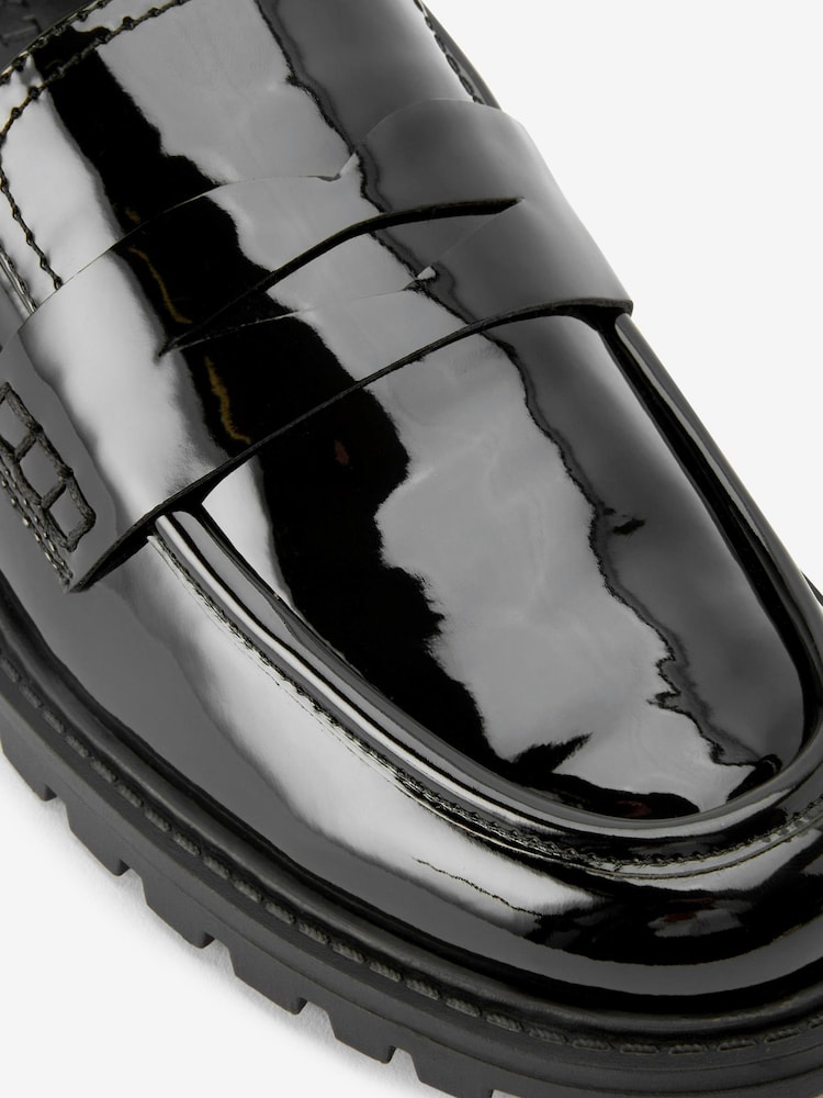 Black Extra Wide Fit Forever Comfort® Clean Patent Chunky Loafer Shoes - Image 6 of 6