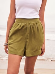 Green Elasticated Pull On Shorts - Image 1 of 4