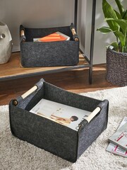 Set of 2 Grey Felt Storage Baskets - Image 1 of 3