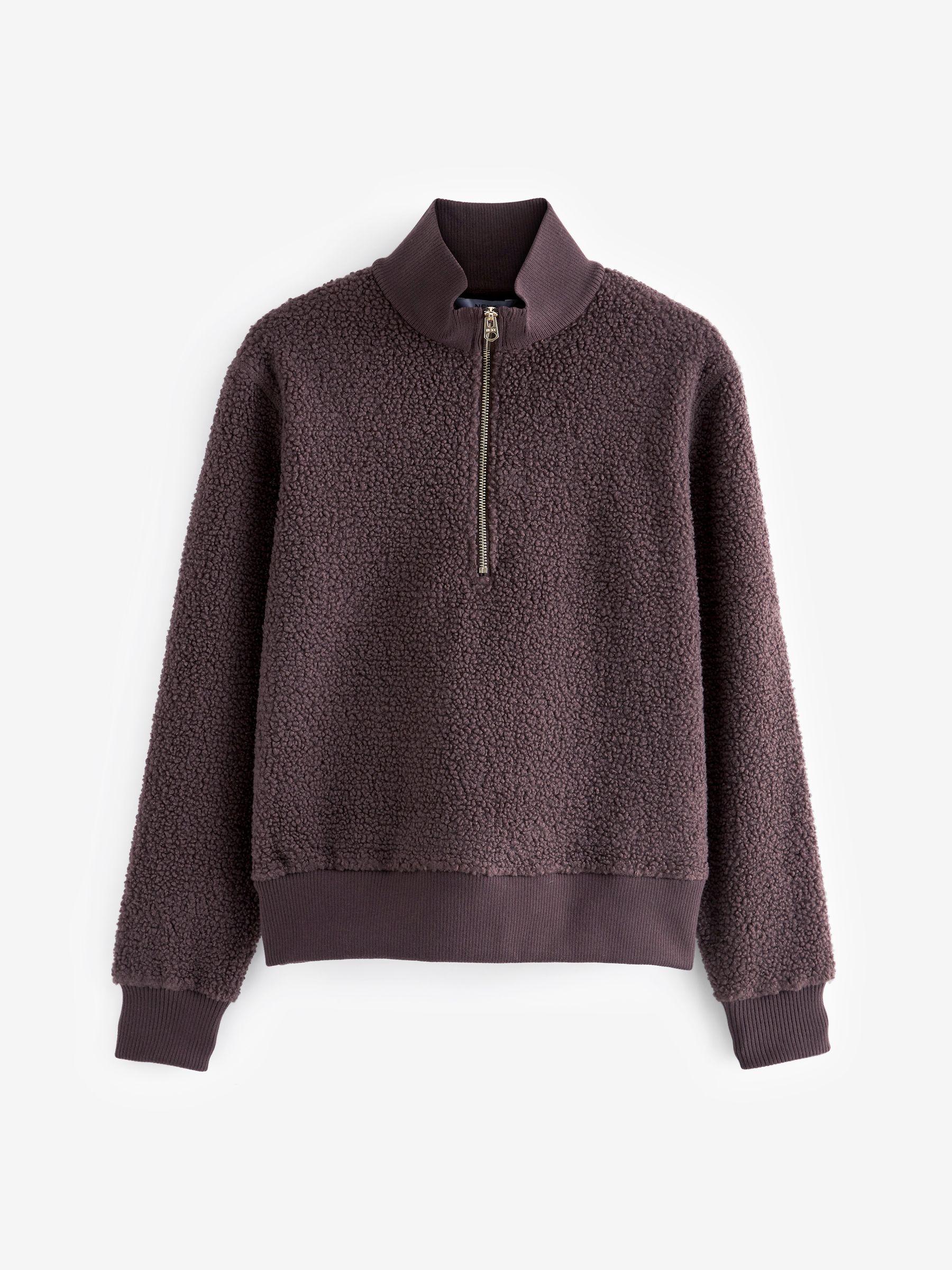 Buy Plum Purple Zip Neck Long Sleeve Teddy Borg Fleece from Next Luxembourg