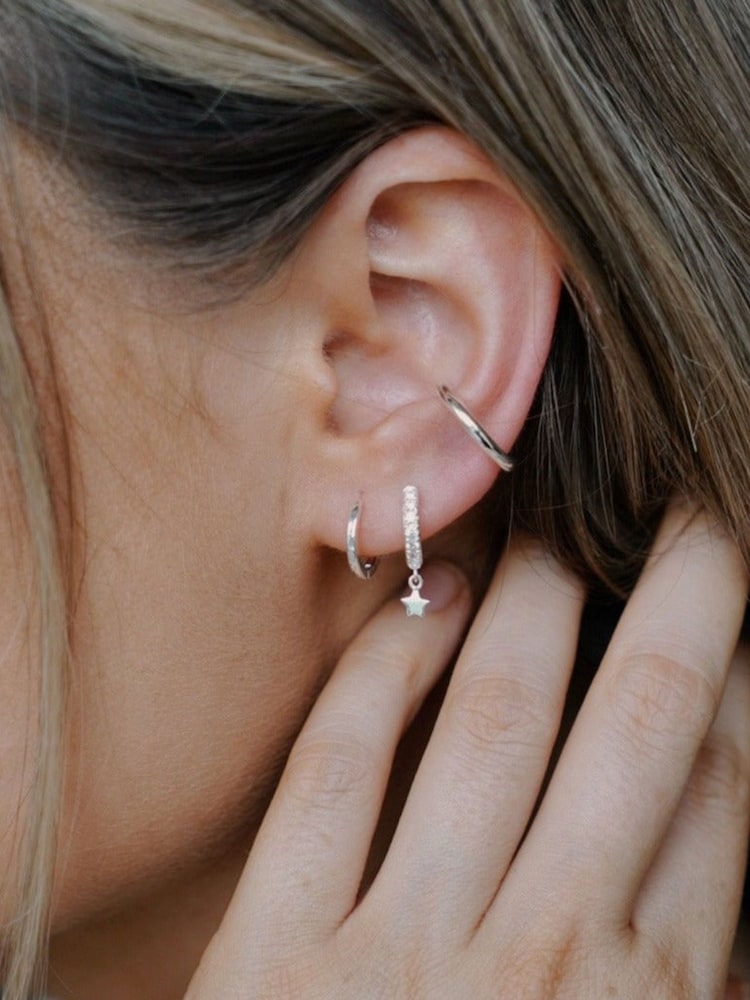 Orelia London Clean Metal Huggie Hoop Earrings - Image 2 of 2