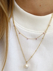 Orelia London Pearl Drop Satellite Necklace - Image 3 of 3