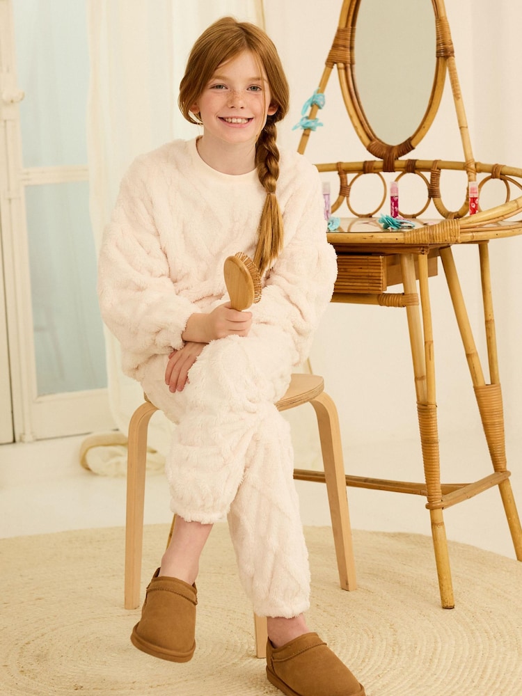 Cream Cosy Fleece Cable Pyjamas (3-16yrs) - Image 2 of 6