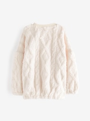Cream Cosy Fleece Cable Pyjamas (3-16yrs) - Image 6 of 6