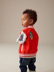 Bright Red Letterman 100% Cotton Jacket (3mths-7yrs) - Image 2 of 8