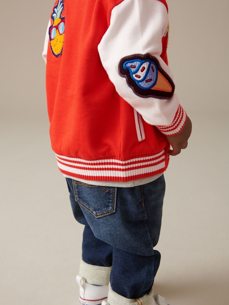 Bright Red Letterman 100% Cotton Jacket (3mths-7yrs) - Image 3 of 8
