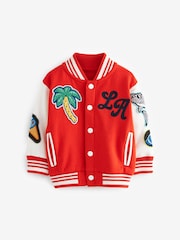 Bright Red Letterman 100% Cotton Jacket (3mths-7yrs) - Image 5 of 8