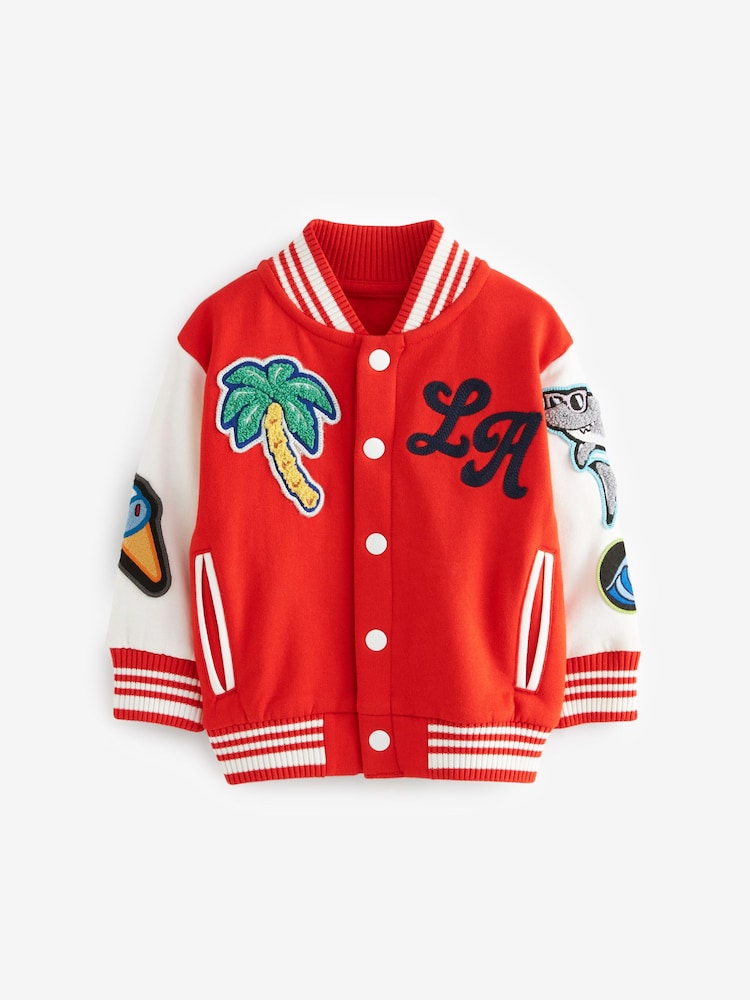 Bright Red Letterman 100% Cotton Jacket (3mths-7yrs) - Image 5 of 8