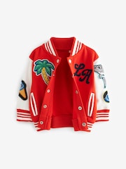 Bright Red Letterman 100% Cotton Jacket (3mths-7yrs) - Image 6 of 8