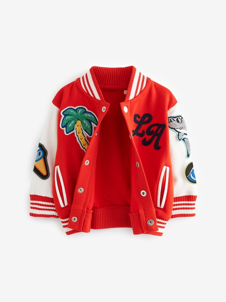 Bright Red Letterman 100% Cotton Jacket (3mths-7yrs) - Image 6 of 8