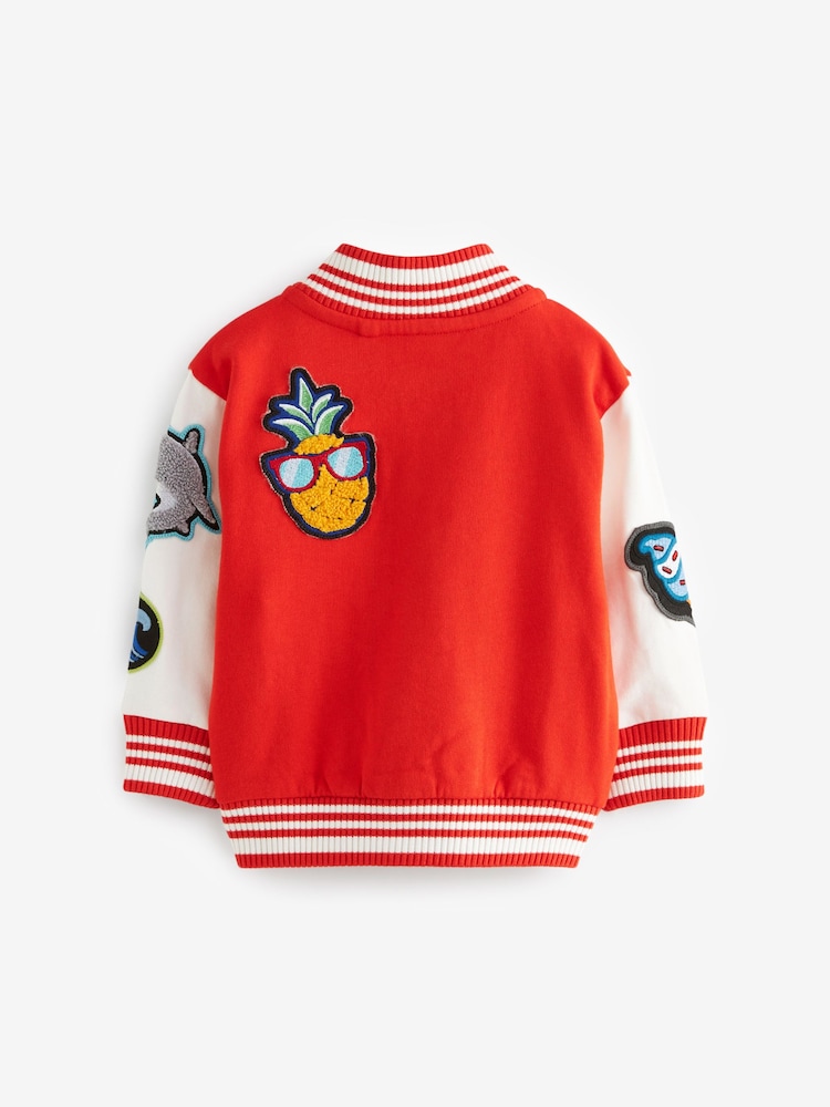 Bright Red Letterman 100% Cotton Jacket (3mths-7yrs) - Image 7 of 8