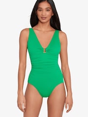 Grün - Lauren Ralph Lauren Badeanzug mit Ringverzierung - Bild 1 von 5
