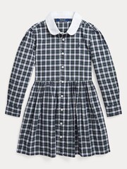 Polo Ralph Lauren Mädchen Kariertes Hemdkleid mit Logo, Blau - Bild 1 von 2