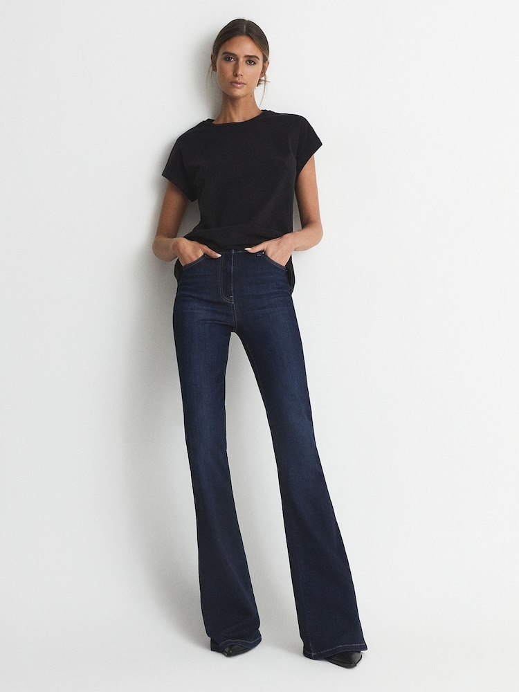 Reiss Black Tereza Cotton-Jersey Crew Neck T-Shirt - Image 1 of 6