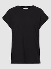 Reiss Black Tereza Cotton-Jersey Crew Neck T-Shirt - Image 2 of 6