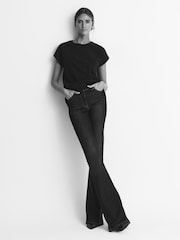 Reiss Black Tereza Cotton-Jersey Crew Neck T-Shirt - Image 3 of 6