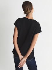 Reiss Black Tereza Cotton-Jersey Crew Neck T-Shirt - Image 5 of 6