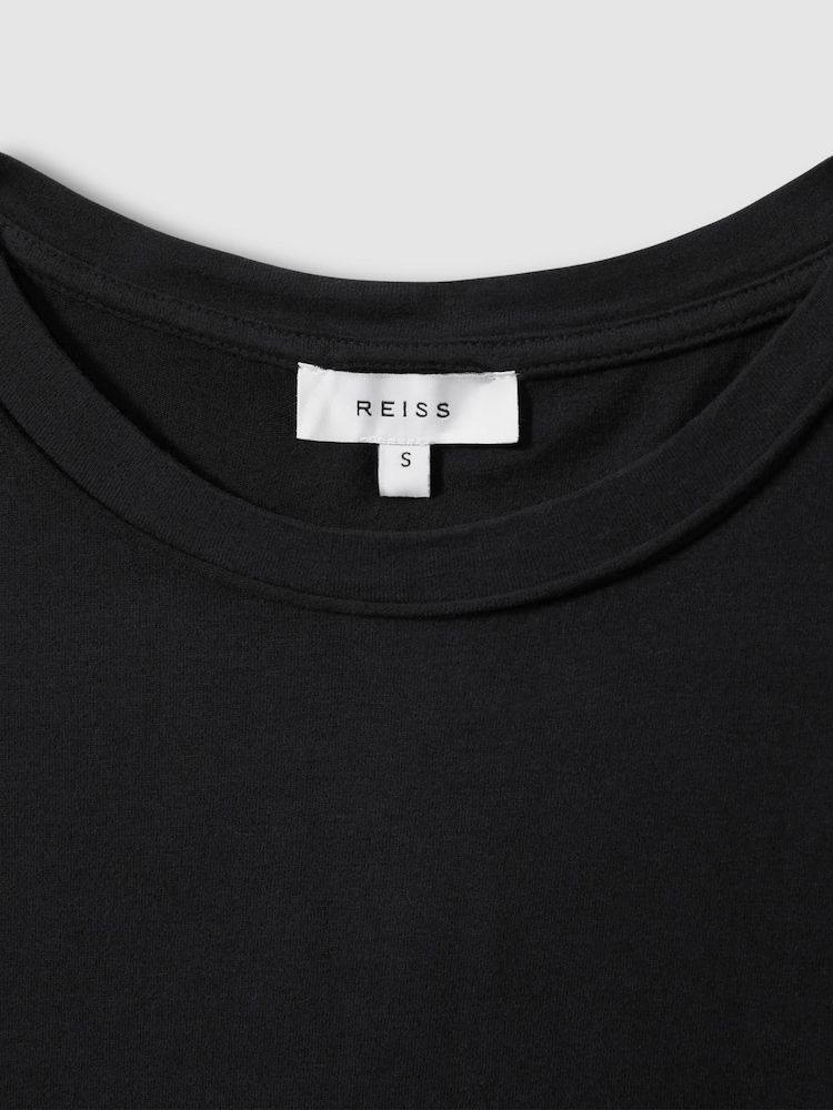 Reiss Black Tereza Cotton-Jersey Crew Neck T-Shirt - Image 6 of 6
