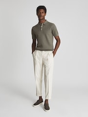 Reiss Sage Dollar Textured Diamond Stitch Polo T-Shirt - Image 3 of 6