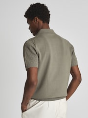 Reiss Sage Dollar Textured Diamond Stitch Polo T-Shirt - Image 5 of 6