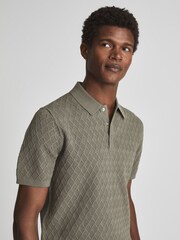 Reiss Sage Dollar Textured Diamond Stitch Polo T-Shirt - Image 6 of 6