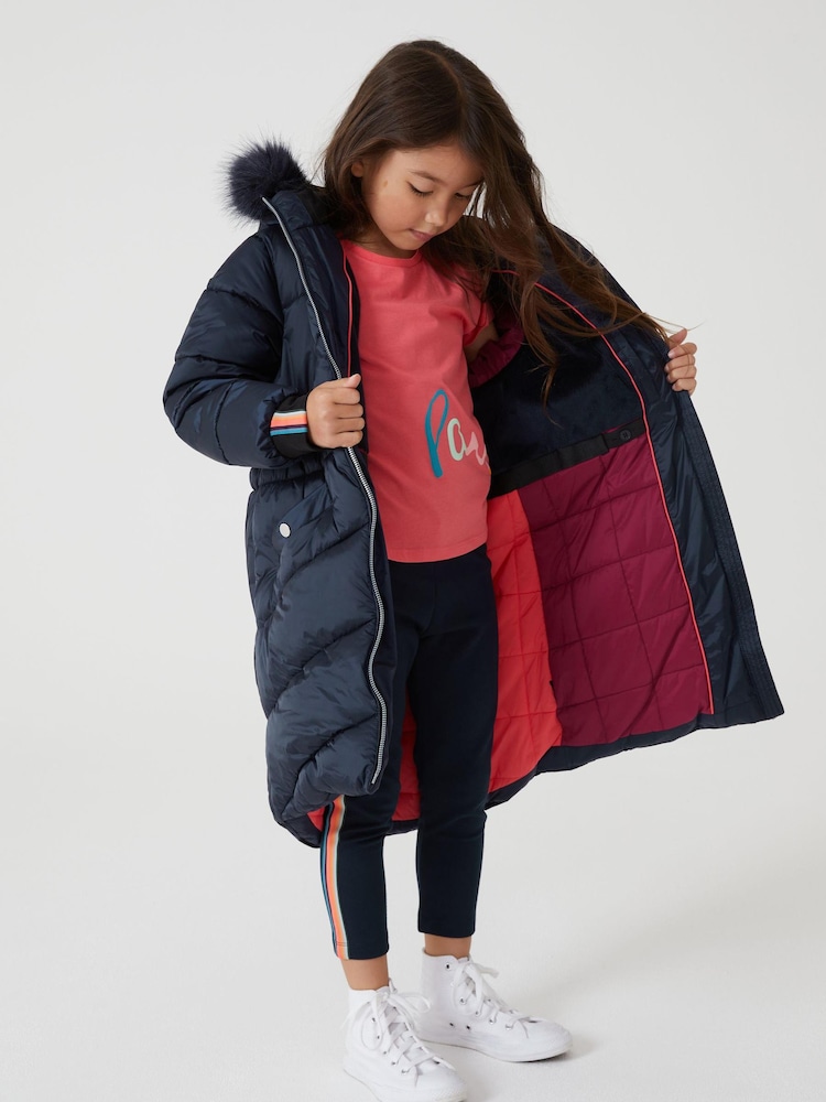 Paul Smith Junior Girls Shower Resistant Navy Parka Coat - Image 4 of 10