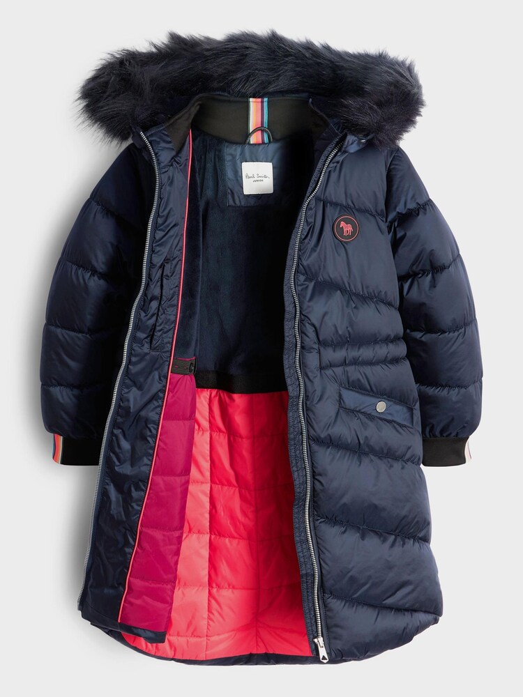 Paul Smith Junior Girls Shower Resistant Navy Parka Coat - Image 7 of 10