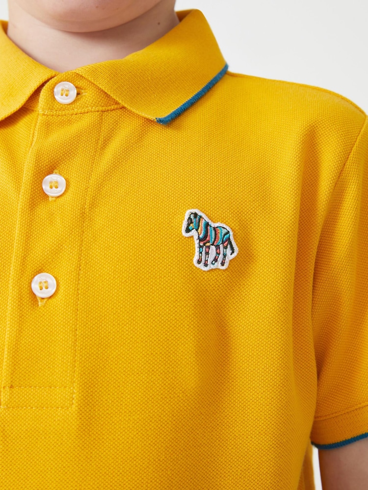 Żółty - Paul Smith Junior Boys Short Sleeve Zebra Logo Polo Shirt - Image 5 of 10