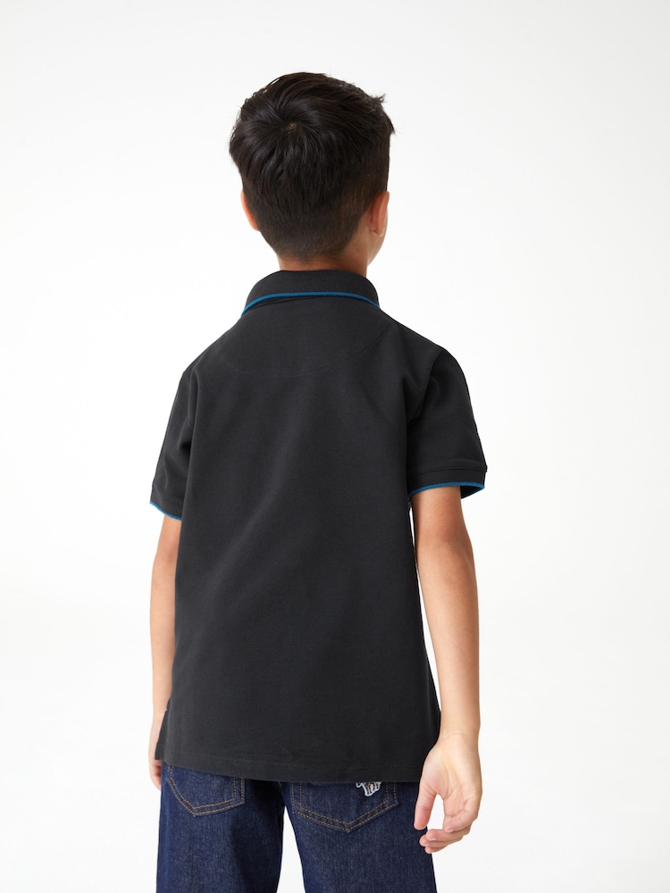 أسود - قميص بولو بكم قصير بشعار حمار وحشي للأولاد من Paul Smith Junior - Image 3 of 9