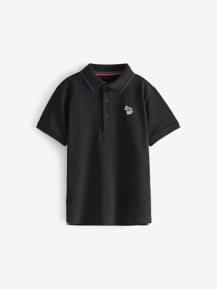 أسود - قميص بولو بكم قصير بشعار حمار وحشي للأولاد من Paul Smith Junior - Image 7 of 9