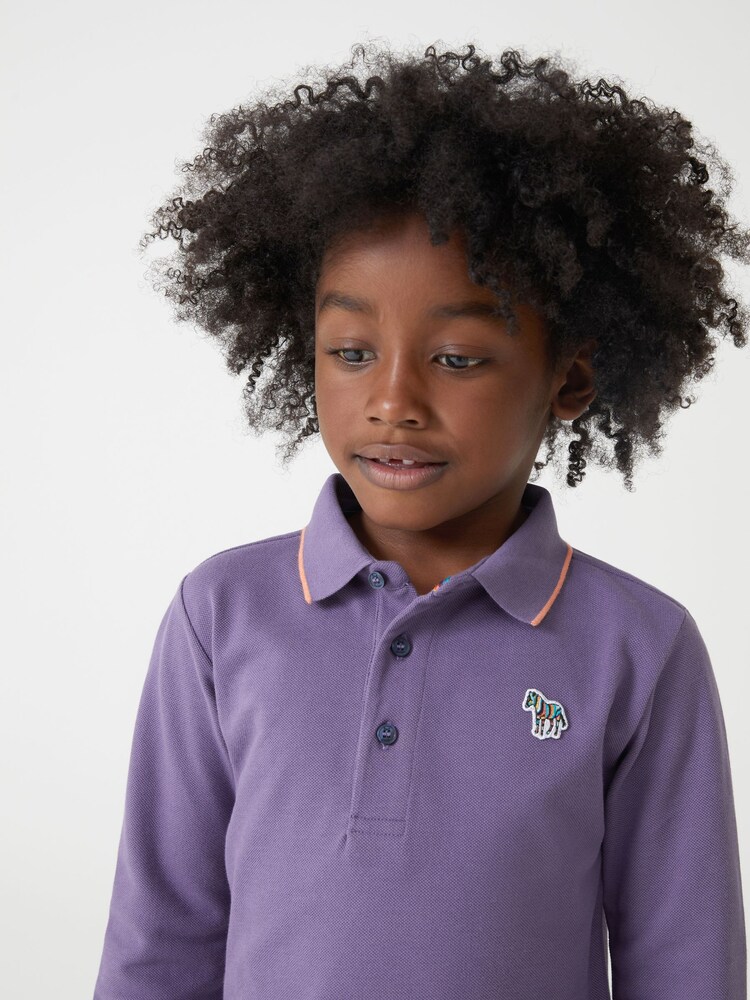 Paul Smith Junior Boys Long Sleeve Zebra Logo Polo Shirt - Image 2 of 8
