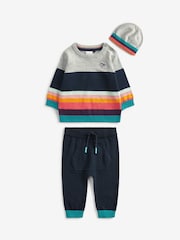 Paul Smith Junior Baby Boys 100% Cotton Stripe Knitted Artist Stripe Set with Hat - Image 1 of 7