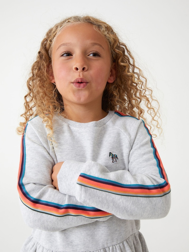 Paul Smith Junior Girls Grey 'Artist Stripe' Sweater Dress - Image 4 of 9