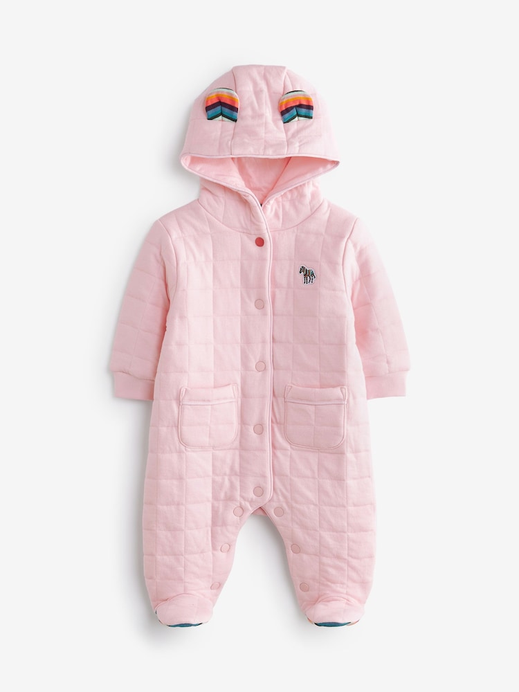 Paul Smith Junior Baby Pink Zebra Logo Quilted All-in-One - Image 1 of 5