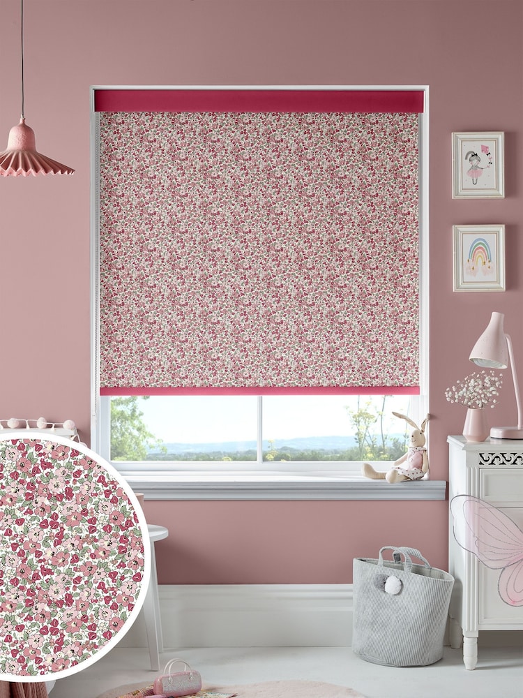 Laura Ashley Blush Pink Kids Libby Floral Made To Measure Roller Blind - Image 1 of 6
