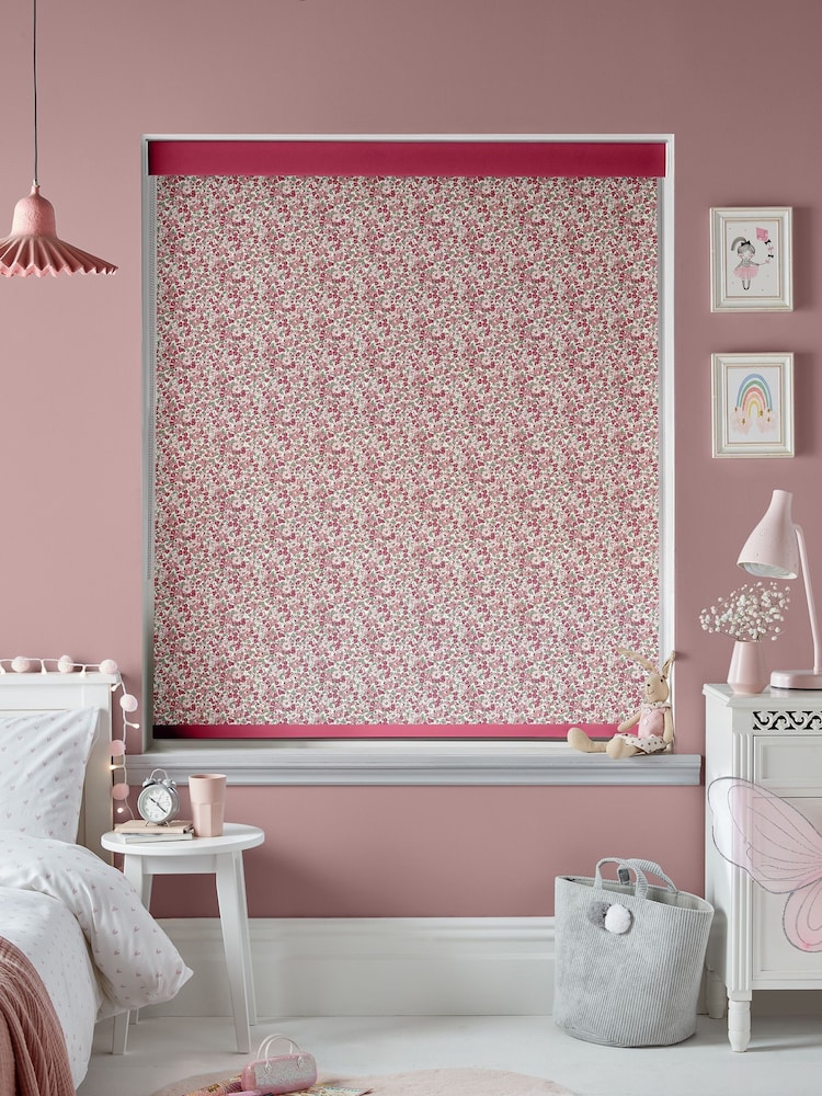 Laura Ashley Blush Pink Kids Libby Floral Made To Measure Roller Blind - Image 2 of 6