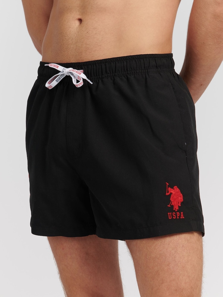 U.S. Polo Assn. Black/Red DHM Mens Player 3 Swim Shorts - Image 1 of 6
