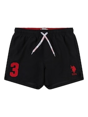 U.S. Polo Assn. Black/Red DHM Mens Player 3 Swim Shorts - Image 5 of 6