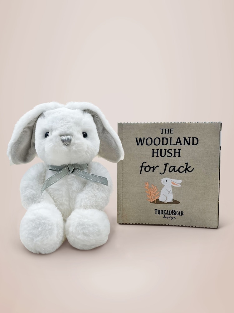 Babyblooms 100% Cotton Personalised White Rag Book and Little Grey Bunny Gift Set - Image 1 of 6