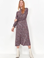 M&Co Black Ditsy Floral Midi Dress - Image 1 of 4