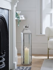 Silver Extra Large Metal And Glass Lantern - Image 2 of 6