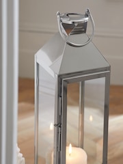 Silver Extra Large Metal And Glass Lantern - Image 5 of 6