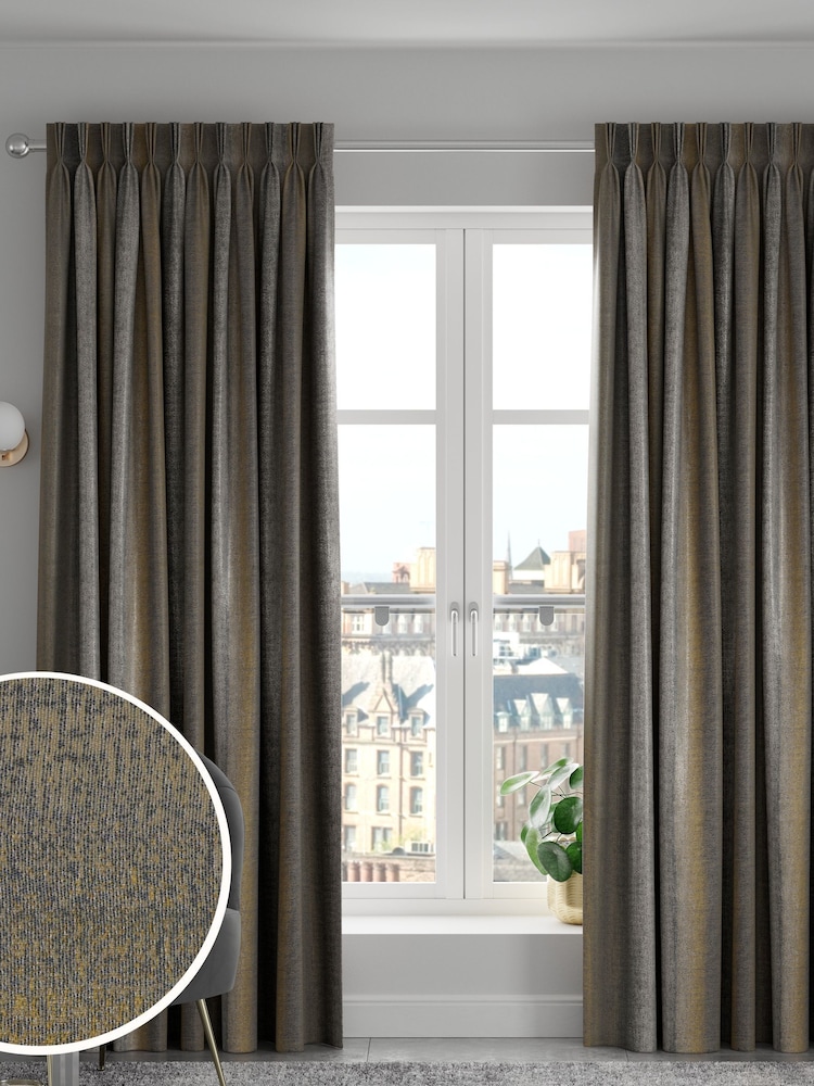 Gold Metallic Stripe Made To Measure Curtains - Image 1 of 8