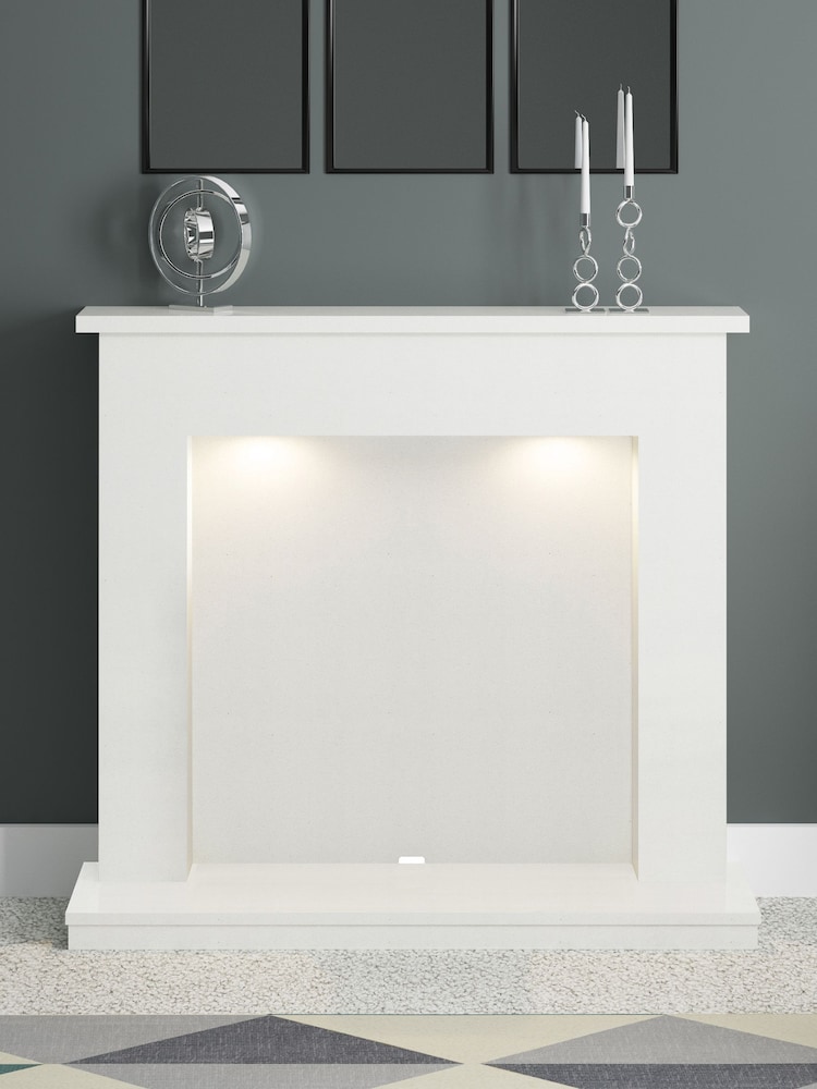 Be Modern White Allensford Marble Inglenook Fireplace Surround - Image 1 of 4 Be Modern White Allensford Marble Inglenook Fireplace Surround - Image 1 of 4